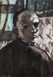 Autoportrét se zeleným závěsem od Max Beckmann
