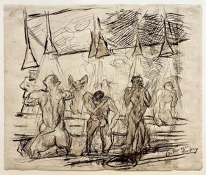 Vojáci koupel - vojáci sprchování od Max Beckmann