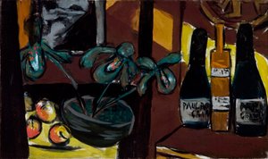 Zátiší na hnědé a žluté (láhve šampaňského a orchideje) od Max Beckmann