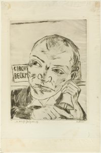 The Barker (Autoportrét), deska jedna z Der Jahrmarkt od Max Beckmann