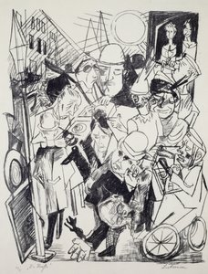 Ulice, od Maxe Beckmanna (1884-1950), rytina. Německo, 20. století. od Max Beckmann