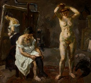 Tři ženy ve studiu od Max Beckmann