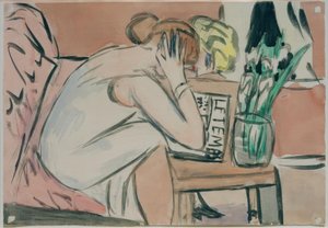 Dvě dívky čtou od Max Beckmann