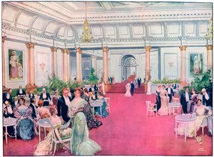 Foyer v restauraci Savoy, Londýn, 1905.
