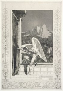 Amorův příchod, list 12 ze série "Amor a Psyché: Opus V" od Max Klinger