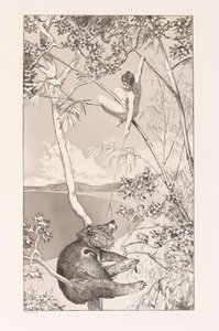 Bear and Elf Bär und Elfe plate I z Intermezza, Opus IV Intermezzi, Opus IV, c. 1880. od Max Klinger