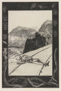 On the Tracks, deska 8 z portfolia On Death, Part I, Opus XI, 1897. od Max Klinger