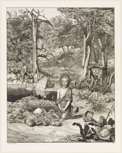 Simplicius u hrobu poustevníka (Intermezzi, Opus IV, list 8) od Max Klinger