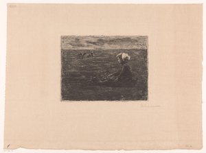 Mladý pastevec koz sedí na poli od Max Liebermann (signed by artist)