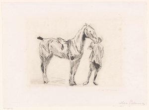 Muž s jezdeckým koněm od Max Liebermann (signed by artist)