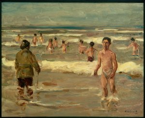 Chlapci koupání v moři od Max Liebermann
