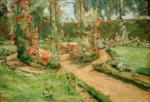 Růžová zahrada ve Wannsee s dcerou a vnučkou od Max Liebermann