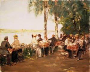 Zahradní restaurace u vody od Max Liebermann