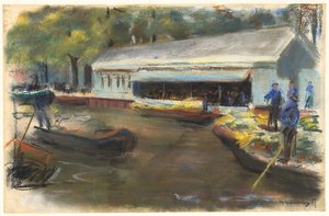 Gemusemarkt v Delftu, 1907 od Max Liebermann