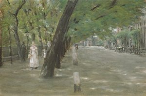 Kirchenallee v St. Georg, Hamburk (pastel na papíře) od Max Liebermann