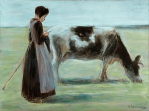 Dívka s krávou od Max Liebermann