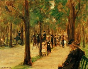 Promenáda v zoo s chodci a koněm od Max Liebermann