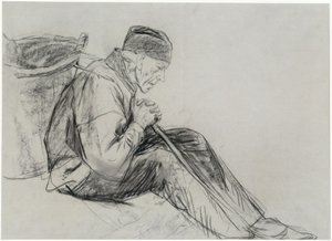 Sedící rolník z profilu od Max Liebermann