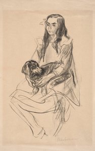 Sedící dívka s jezevčíkem od Max Liebermann