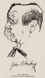 Peter Altenberg, rakouský spisovatel a básník (litografie)