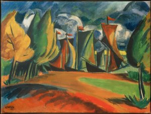 Kurenkähne in der Bucht von Max Pechstein