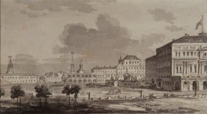 Moskevský Kreml před výstavbou Velkého kremelského paláce, 1817