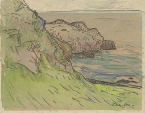 Skalnaté pobřeží v Bretani Bretonse kustlandschap od Maxime Camille Louis Maufra