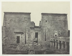 Drômos a Philônes, Velký Isidin chrám v Pilônes; Núbie, deska 72 z alba "Egypte, Nubie, Palestine et Syrie" (1852) od Maxime Du Camp