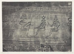 Velký chrám v Denderahu (Teutyres), sochy ze zadního průčelí; Horní Egypt, deska 19 z alba "Egypte, Nubie, Palestine et Syrie" (1852) od Maxime Du Camp