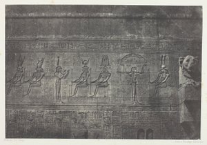 Velký chrám v Denderahu (Teutyres), sochy ze zadního průčelí; Horní Egypt, deska 20 z alba "Egypte, Nubie, Palestine et Syrie" (1852) od Maxime Du Camp