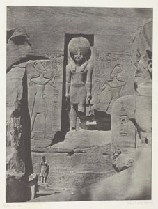 Ibsamboul, Sochy z vchodu do Spéosu ve Phrè, Núbie, deska 105 z alba "Egypte, Nubie, Palestine et Syrie" (1852).
