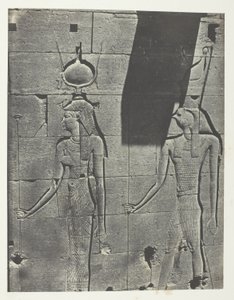 Kalabscheh, Sculptures De La Façade Postérieure Du Temple; Nubie, deska 92 z alba "Egypte, Nubie, Palestine et Syrie" (1852). od Maxime Du Camp