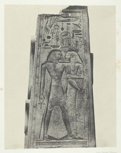 Palác Karnak, sloup před žulovou svatyní, Théby, 184951, vytištěno 1852. od Maxime Du Camp