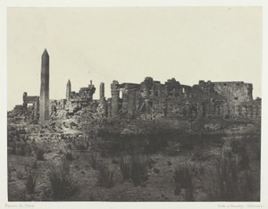Palác Karnak, celkový pohled na ruiny, převzato ze severu; Thebes od Maxime Du Camp