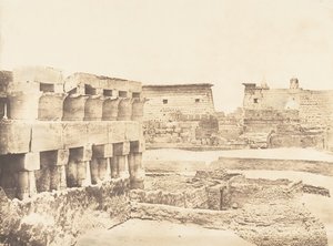 Palác a vesnice Luxor, převzato z jihu, Théby, 1849-50. od Maxime Du Camp