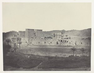 Pohled z ostrova Beghé, západ, Philoe; Núbie, deska 68 z alba "Egypte, Nubie, Palestine et Syrie" (1852) od Maxime Du Camp