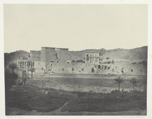 Pohled z ostrova Beghé, západ, Philoe; Núbie, deska 68 z alba "Egypte, Nubie, Palestine et Syrie" (1852) od Maxime Du Camp