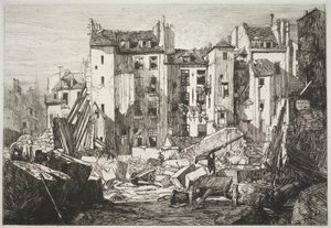 Demolice pro otevření Rue des Écoles, 1862.