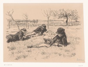 Tři muži odpočívají na louce od Maximilien Luce (signed by artist)