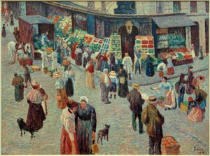 Obchod s potravinami, Rue des Abbesses od Maximilien Luce
