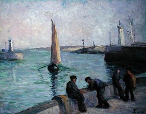 Rybáři v přístavu, kolem roku 1920 (olej na plátně) od Maximilien Luce