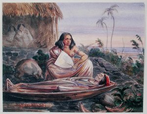 A Funeral in Tahiti, c.1841-48 (akvarel na papíře)