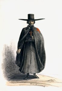 Missionaire au Perou, cca 1840 (akvarel)