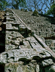Pohled na hieroglyfické schodiště, 743 našeho letopočtu od Mayan
