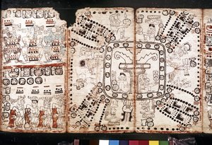 MAYA CIVILIZATION: Codex Tro-Cortesiano, polovina 15. století (kůra-rostlinná vlákna) od Mayan Mayan