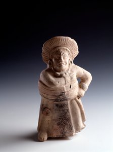 Předkolumbijské umění, mayská civilizace, klasické období: soška z antropomorfní hlíny představující hráče na míč, má funkci hudebního nástroje. ze San Agustin Acasaguastlan El Progeso, Guatemala. Ztlumit. 19x8,5 cm Guatemala, Museo Nazionale di od Mayan Mayan