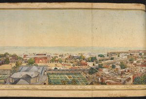 Část panoramatu Dillí od Mazar or Mazhar Ali Khan