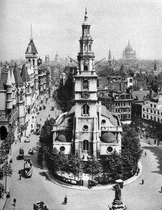 Kostel St Clement Danes, Strand a Fleet Street z Australia House, Londýn, 1926-1927. od McLeish
