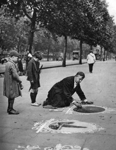 Umělec chodníků, Embankment, Londýn, 1926-1927 od McLeish