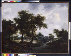 Vodní mlýn (The Trevor Landscape) (olej na plátně) od Meindert Hobbema